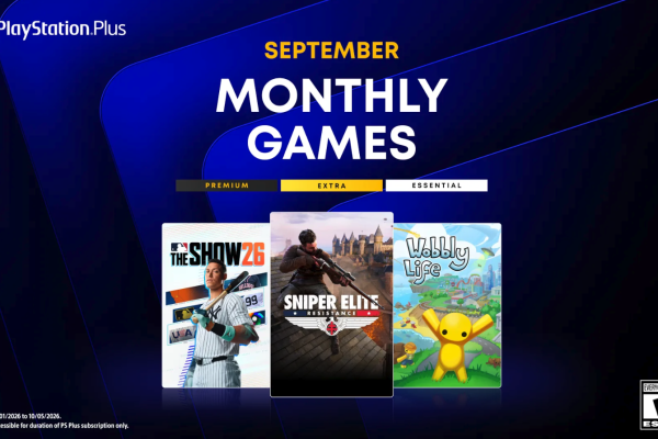 a collage of mlb the show, wobbly life and sniper elite resistance game covers as the ps plus games for september