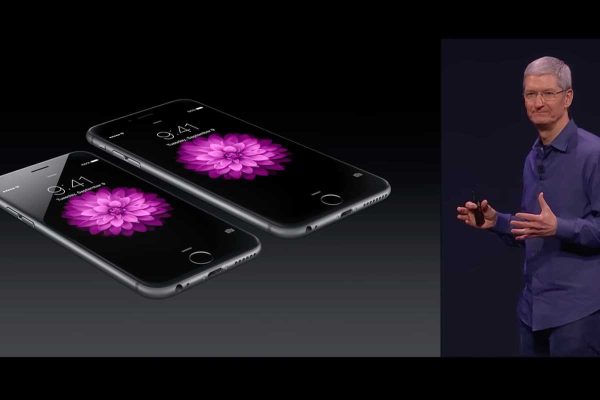 Tim Cook revealing iPhone 6