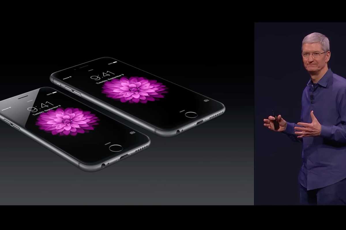 Tim Cook revealing iPhone 6