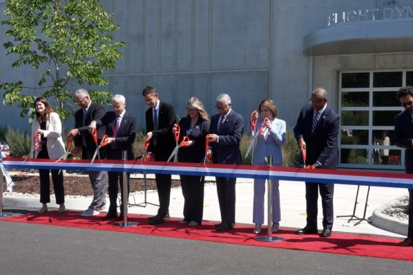 nasa leaders and local officials gather for ribbon cuttung ceremony