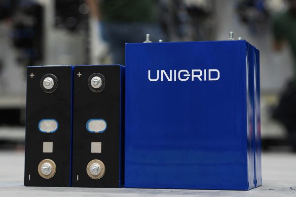 A Unigrid sodium-ion battery on a factory floor