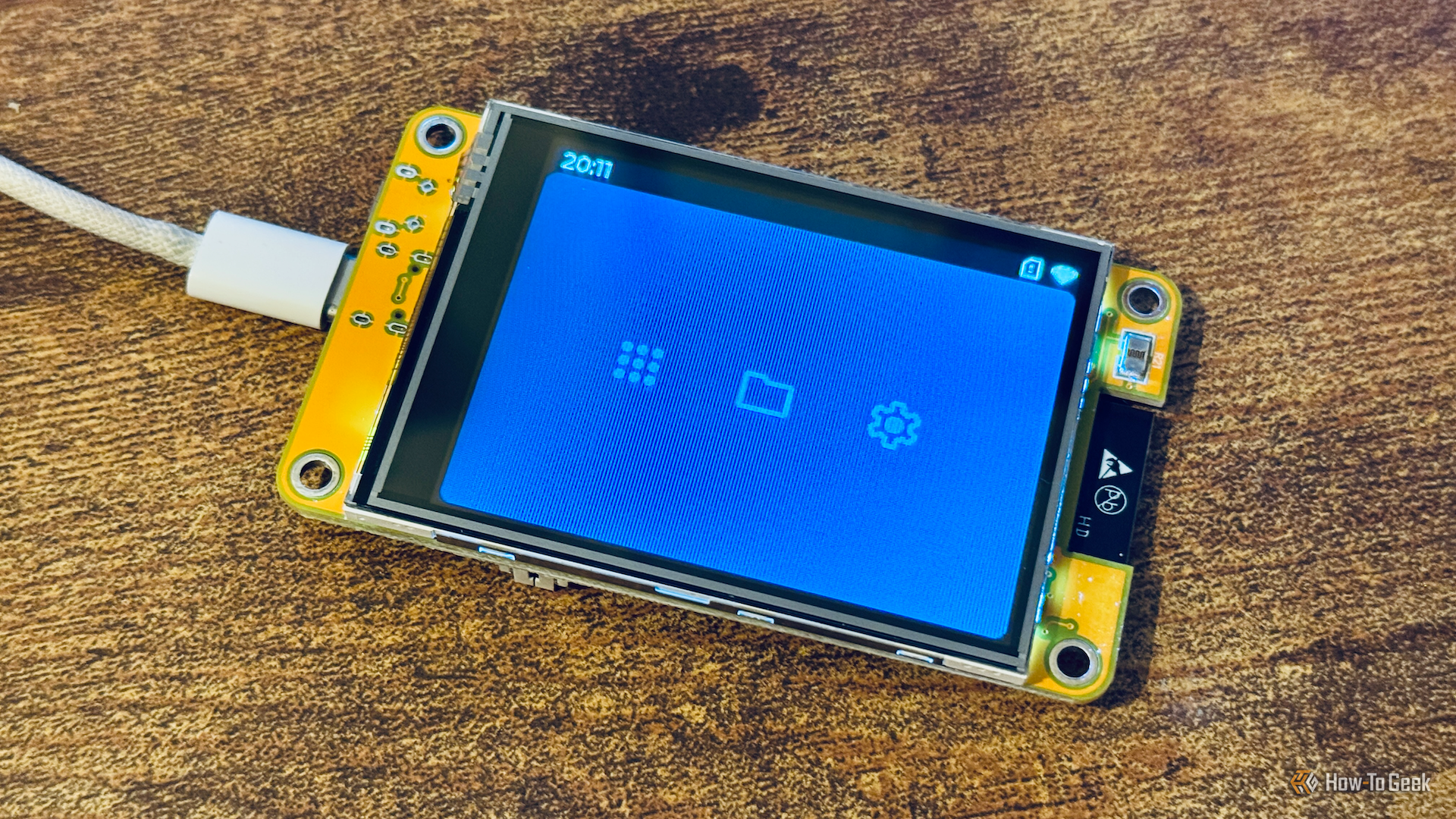 an cheap yellow display running the tactility os