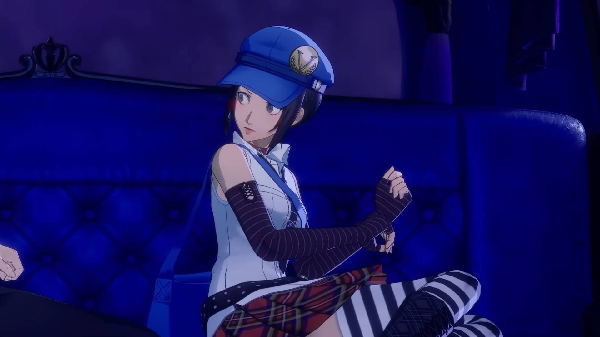 Marie seen looking flustered in a Persona 4 Revival screenshot.