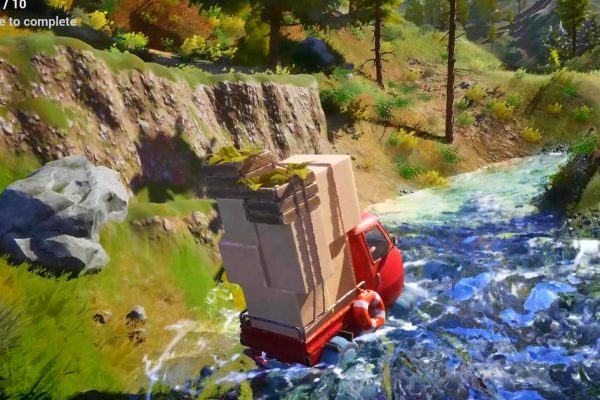 Deliver packages in foresty mountains and avoid thieving boars in the Death Stranding-adjacent and quite calm-looking Pinetrail