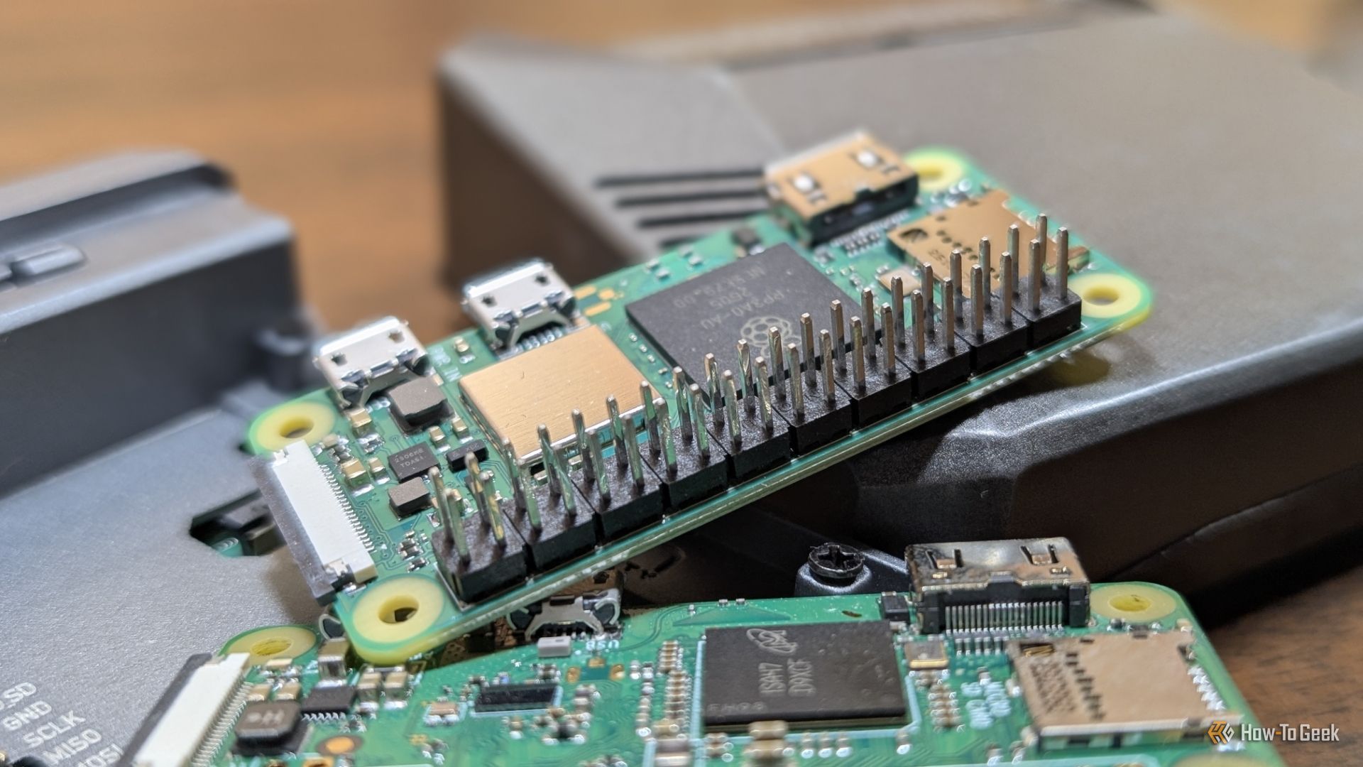 raspberry pi model b board components close up view